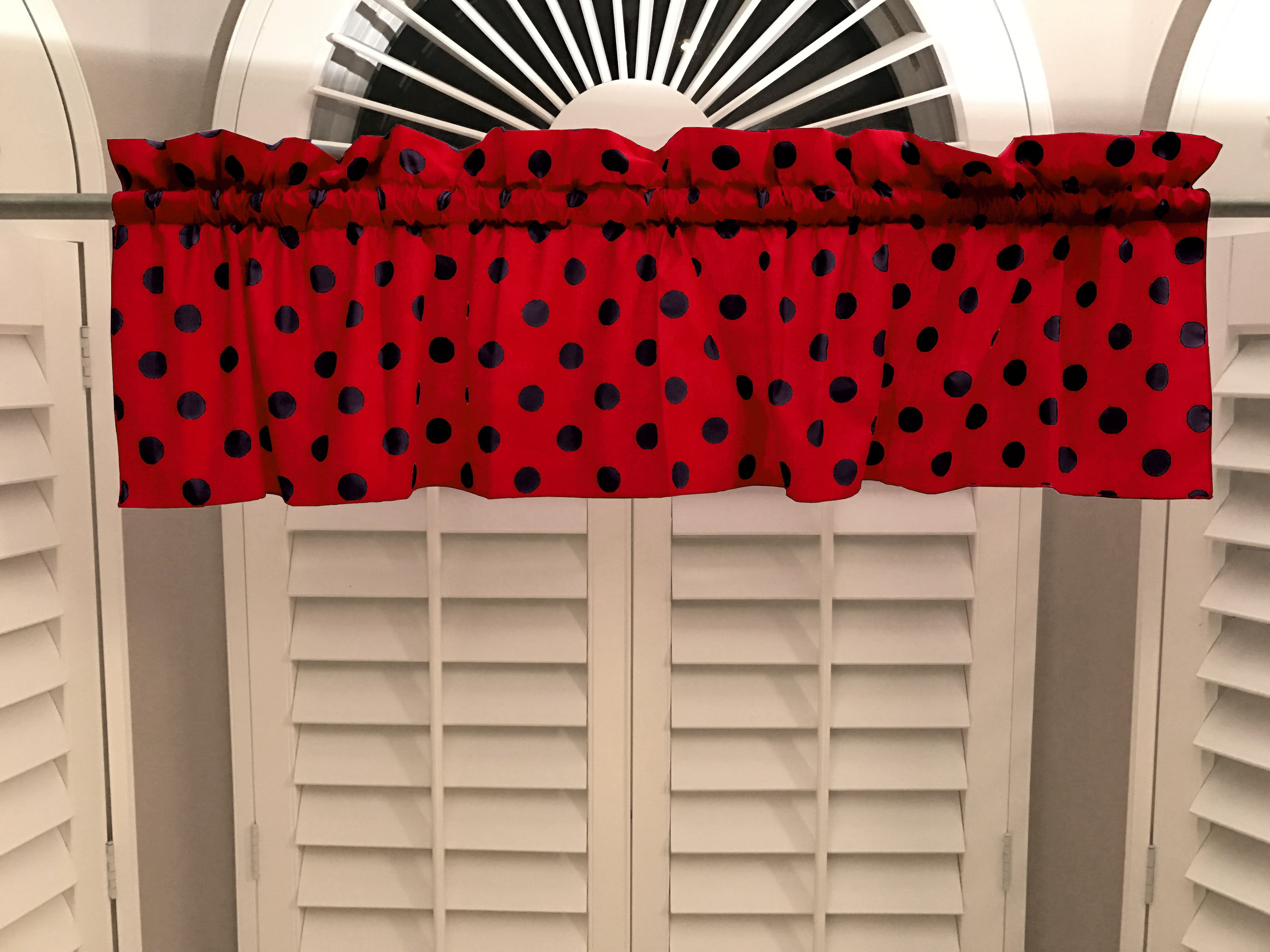 Cotton Polka Dots Window Valance 58 Wide Black On Red Walmart Com