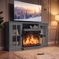 thumbnail image 2 of Homall Fireplace TV Stand for TVs up to 65" 3-Sided Glass Modern Media Entertainment Center with Cabniet Storage Adjustable Flame Color Fireplace,Gray, 2 of 7