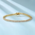 thumbnail image 4 of Tennis Bracelet for Women|3MM Cubic Zirconia|White/Yellow Gold Plated Bracelets|4-Prong-Setting CZ|Size 6.5-8.5 Inch, 4 of 7