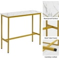 thumbnail image 4 of 44.5" Narrow Rectangular Bar Table with Adjustable Feet and Floor Protector, Gold Metal Legs, White, 4 of 15