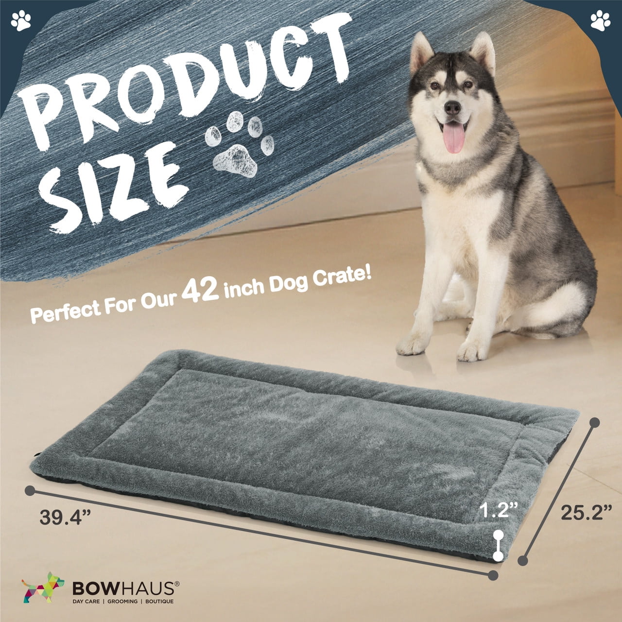 CAPHAUS 39.4" Plush Dog Bed for 42" Crate, Machine-Washable Soft Kennel Pad for Medium, Large Dog, Anti-Slip Crate Mat, Cozy Pet Sleeping Flat Cushion