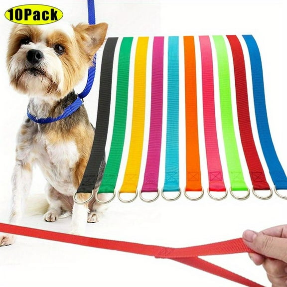 10 Pcs Multi-color Pet Leash, 6 Feet Long Nylon Material, Sturdy Metal Ring, Suitable for Walking Dogs and Running Training