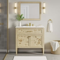 Modway Elysian 36" Wood Bathroom Vanity in White Burl