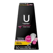 U by Kotex Balance Daily Wrapped Thong Panty Liners, Light Absorbency, Regular, 50 Count