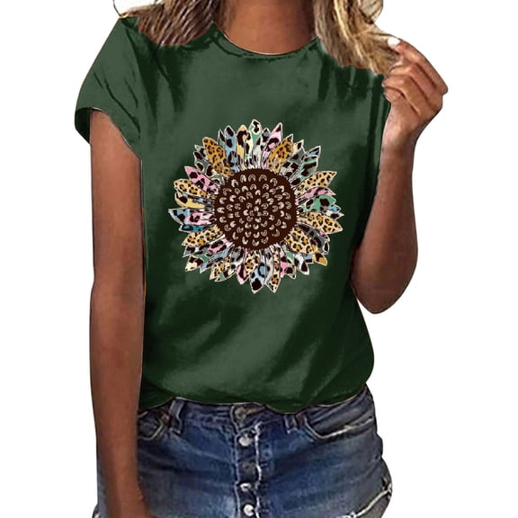 HWRETIE Women Casual Letter Printing Short Sleeve Loose T-shirt Blouse Top,Lightweight Summer Casual Wear