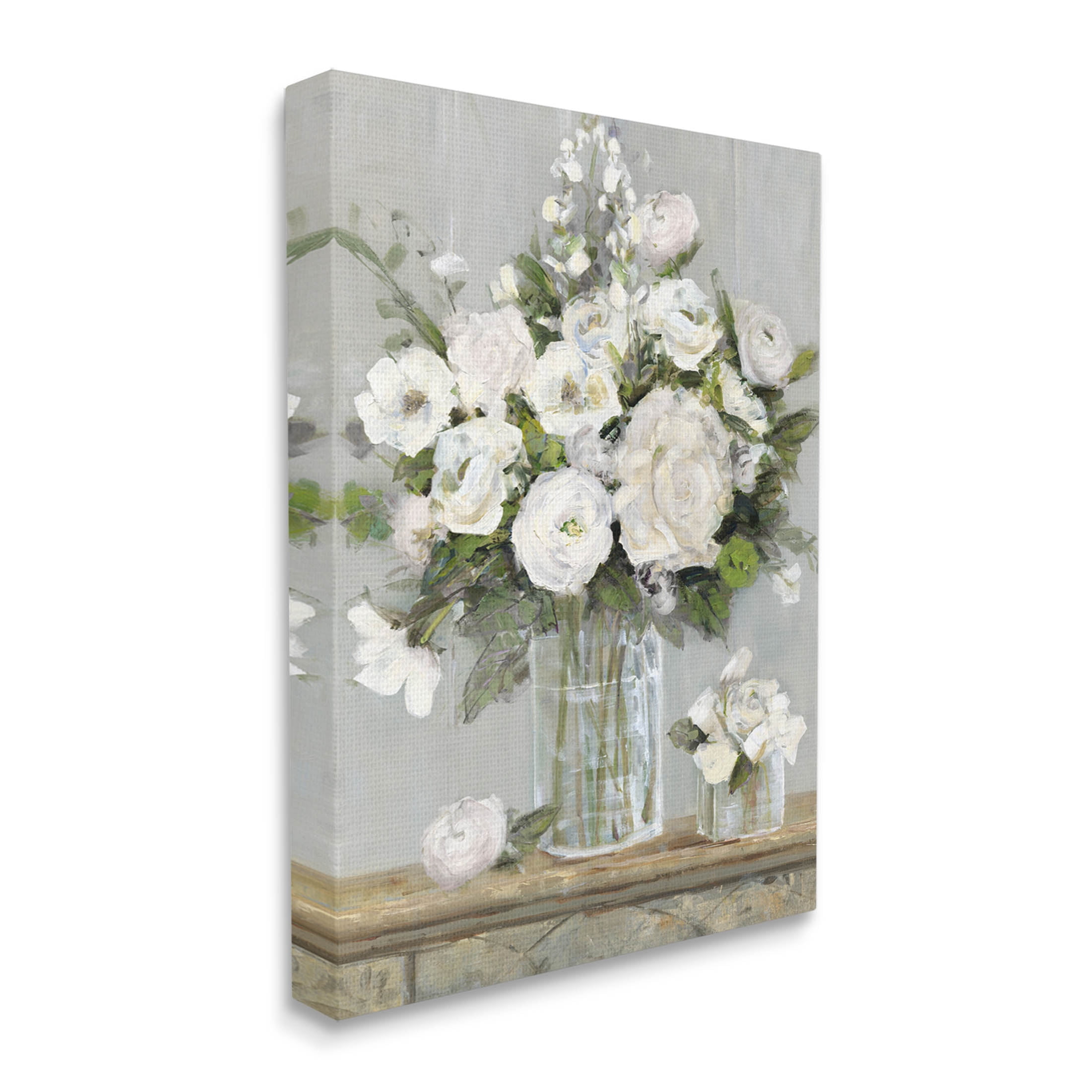 Stupell Industries Country White Floral Scene Painting Gallery Wrapped Canvas Print Wall Art, Design by Sally Swatland