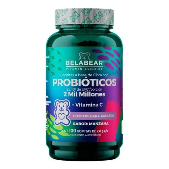 100 Gomitas con 2 Mil Probióticos + Vitamina C Sabor Manzana Solanum