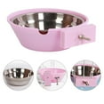 thumbnail image 3 of Hangable Pet Bowl Stainless Steel Hanging Bowl - Sakura pink, 3 of 5