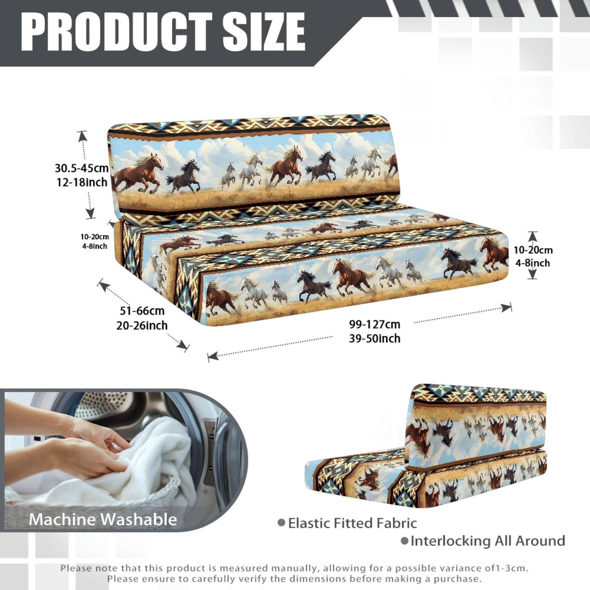 Yuyamidu Southwest Aztec Horse RV Dinette Cushion Covers Comfy RV Sofa Seat Slipcovers Elastic Camper Couch Cushion Covers Include 1 Bench Cover 1 Backrest Cover RV Accessories
