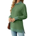 thumbnail image 4 of Hanerdun Women Pullover Blouse Female High Collar Long Sleeve Top Green S, 4 of 5