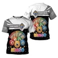 thumbnail image 6 of Personalized Team Name and Name colorful BINGO 3D Shirt, Custom Bingo game Shirts for Team, Men Women unisex T shirt (Purple, 2XL), 6 of 10