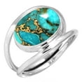 thumbnail image 1 of 925 Sterling Silver Ring For Women - Men Copper Blue Turquoise Gemstone Silver Ring Size 8 December Birthstone Handmade Silver Ring Size 8 Cocktail Party Gift For Wife 925 Silver Gemstone Jewelry, 1 of 6