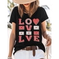 thumbnail image 3 of Camiseta de mujer "San Valentín Amor", camisetas de manga corta, camisetas casuales, camisetas de cuadros rojos con cuello redondo para mujer, 3 of 8