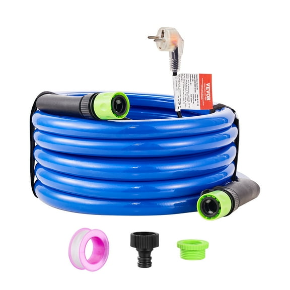 VEVOR 15ft Heated Water Hose for RV, Heated Drinking Water Hose Antifreeze to -45°F, Automatic Self-regulating, 5/8" I.D. with 3/4" GHT Adapter, Lead and BPA Free
