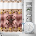 thumbnail image 4 of No Hook Shower Curtain with Built-in Rings - Farmhouse Barn Star Sunflower Washable Waterproof Fabric Bathroom Curtains for Hotel,Rentals, 72X 96 Inch Extra Long , Red Buffalo Plaid, 4 of 9