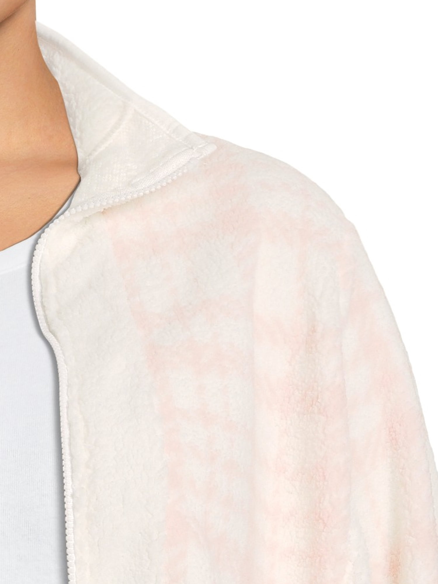 Como Blu Women's Plus Size Printed Faux Baby Sherpa Zip Jacket