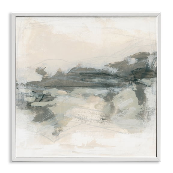 Stupell Industries Contemporary Beige Streaked Abstract Shape White Framed Giclee Art, 17 x 17, by June Erica Vess