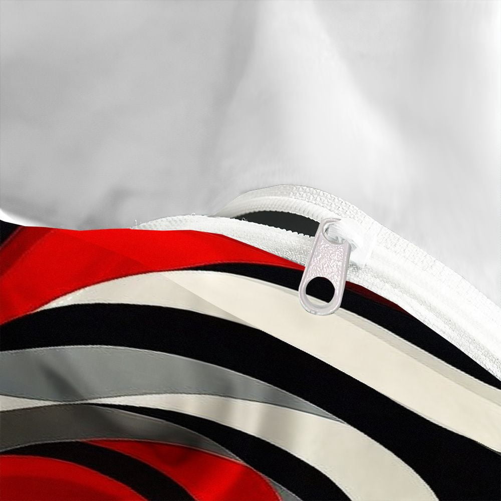 WNOOHIY Red Black White Gray Swirl Pattern 3Pcs Duvet Cover with Pillowcases, Queen/King