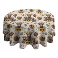 thumbnail image 4 of Beige Highland Cow Sunflower Basket Pattern Round Tablecloth 60"x60",Wrinkle Wipeable Table Cloth for Kitchen Dining Room Picnic Patio Party, 4 of 6