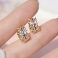 thumbnail image 4 of Women Leaves Hoop Earring Gift Cute 925 Silver,Gold Cubic Zircon Jewelry, 4 of 6