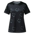 thumbnail image 3 of Camiseta de manga corta con cuello redondo y encaje estampado informal para mujer Pompotops hkajfhjk463271, 3 of 6