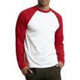 thumbnail image 4 of SLM Men's Long Sleeve Cotton Baseball Raglan Tee Shirt Jersey -White/Red-3XL, 4 of 4