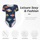 thumbnail image 4 of Balery Planets and Stars Body de cuello redondo de manga corta para mujer Tops de manga corta Tops básicos-Medium, 4 of 7