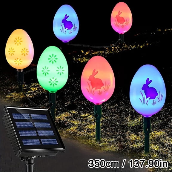 Easter Egg Solar Stake Lights - 8 Modes Outdoor Waterproof LED for Garden Lawn Passage