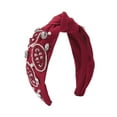 thumbnail image 2 of Football Knotted Headbands for Women Game Day Sports Beaded Football Headband Pearl Crystal Bejeweled Wide Top Knot Hairband Game Day Hair Accessories, 2 of 4