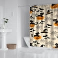thumbnail image 2 of Black Cat Pumpkin Halloween Pattern Shower Curtain 72"x84" ,Bathroom Decorative Shower Curtains Set with 12 Hooks,Modern Waterproof Washable Shower Curtain, 2 of 6