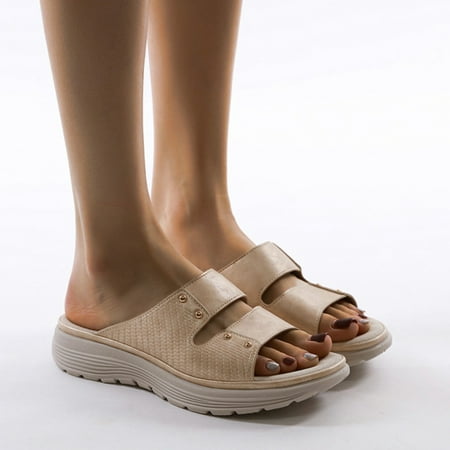 

Aayomet Platform Sandals Sandales Femme Girls Slide Mule Wedges Sandals Comfortable Summer Sandals Women Outdoor Shoes Beige 7.5