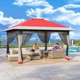 thumbnail image 1 of Eastvita Gazebo Instantané 13 X 13 Pi avec Moustiquaire, Hauteur Réglable, Double Toit, Résistant aux UV (Rouge + Gris Pâle), 1 of 8