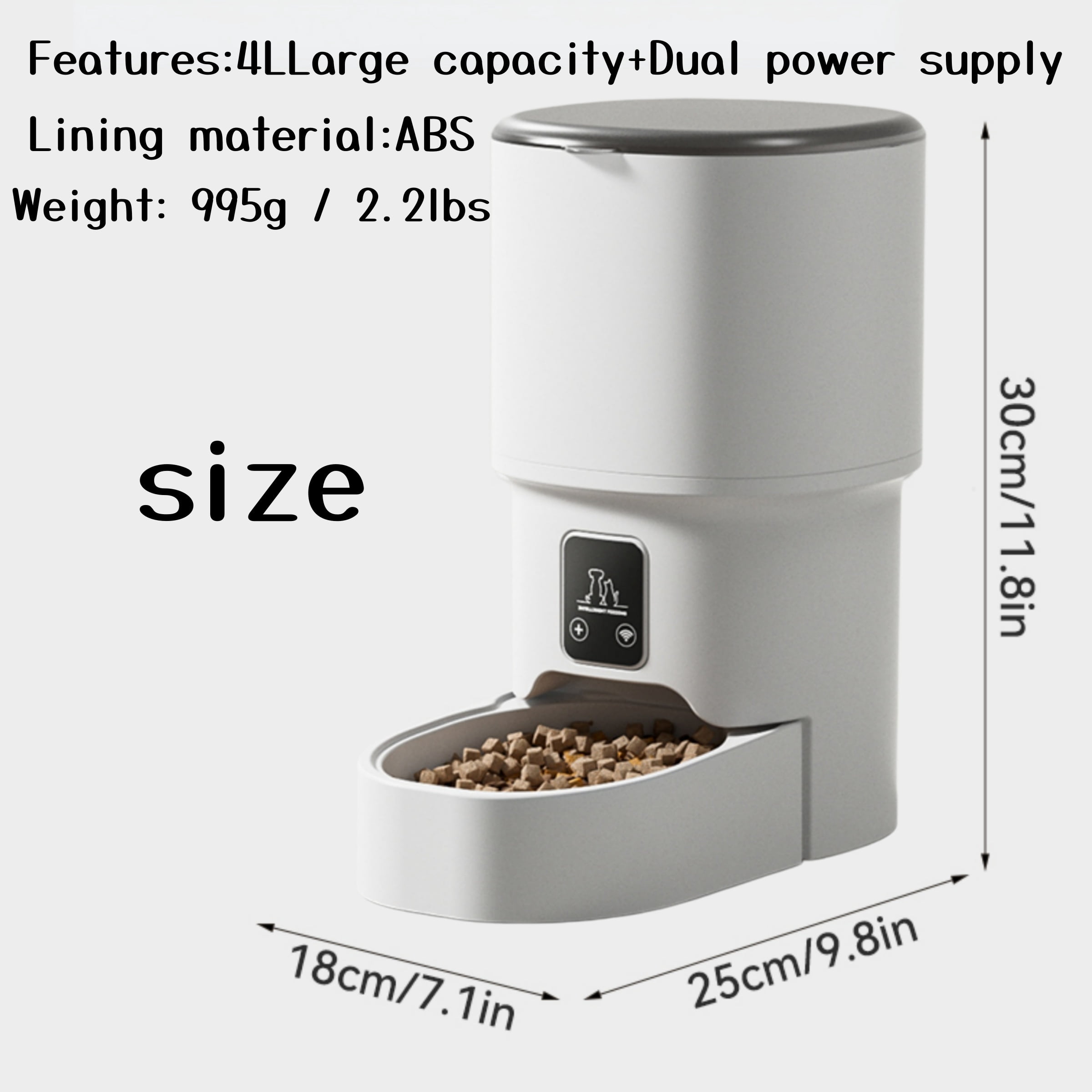 Automatic Cat Feeder, 4L Dog Food Dispenser with WiFi APP Control, Timed Pet Feeder for Cats and Small Dogs, Programmable Portion Control with Slow Feed Mode