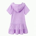 thumbnail image 5 of Xudanell Swimsuit for Girls Short Sleeve Absorbent Bathing Suit Hooded Zip Terrys Coverups Girls Bathing Suit Purple 8-9 Years, 5 of 9
