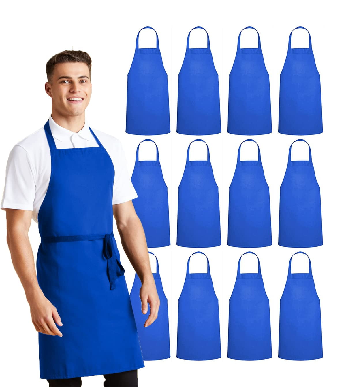 Avalon Kitchen Apron 12 Pack Bulk Royal Blue Aprons Perfect Kitchen