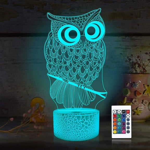 YSITIANNA Owl 3D Illusion Lamp, Bird Night Light with Remote Control 16 Color Changing Timer Desk Lamps Kids Animal Room Decor Plug in Best Cool Festival Birthday Gifts for Boys Girl STNL#5012