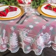 thumbnail image 3 of BadPiggies Christmas Rectangle Tablecloth White Lace Table Cover Snowflake Elk Printed for Wedding Holiday Room Decor 60" x 102", 3 of 7