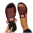 thumbnail image 4 of Fankiway Women's Rhinestone Buckle Flip Flops Flat Open Toe Beach Sandals Comfortable Plus Size Non-Slip Summer Wine 7.5, 4 of 6