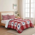 thumbnail image 5 of Twin XL Quilt Set 68''x98'', 4th of July Lightweight Bedspread Coverlet Set with 2 Pillow Shams, Independence Day Red White Plaid Blue Star Breathable All Season Quilt Bedding for Dorm/Guest Room, 5 of 9
