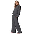 thumbnail image 6 of CIENVNSTG Women's 2 Piece Outfits Bow Trim Print Long Sleeve Hoodie Sweatsuit Sets Sweatshirt Comfortable Loose Wide Leg Sweatpants Light Gray M, 6 of 6