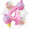 thumbnail image 1 of Globos de helado con el número 4 de color rosa para decoración de fiestas, 1 of 7