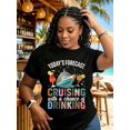 thumbnail image 6 of Today's Forecast Cruising With a Chance of Drinking T-Shirt, Women's Funny Cruise Vacation Graphic Tee, Cruise Ship Travel Shirt, Short Sleeve Crew Neck Top, 6 of 12