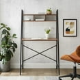 Manor Park Urban Industrial Ladder Storage Desk, Dark Walnut