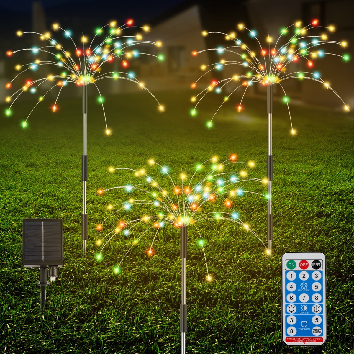 3 Pack Solar Garden Firework Lights 120 LED Copper Wire Light with