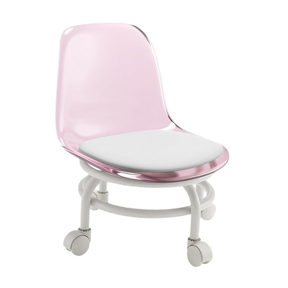 Taburete bajo con ruedas y respaldo, mini taburete móvil, silla giratoria, taburete Rosa