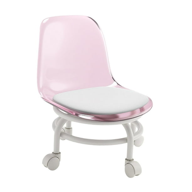 Taburete bajo con ruedas, taburete giratorio de 360 degree y respaldo con ruedas. Taburete con ruedas de 360 degree. Rosa