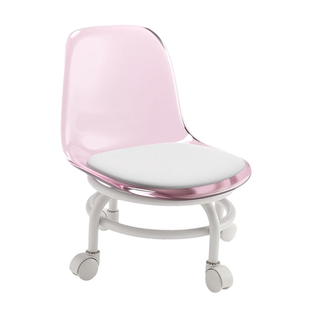 Tabouret Roulant Bas et Dossier Repose-Pieds à Roulettes Tabouret Roulant Rotatif à 360 Degrés Rose