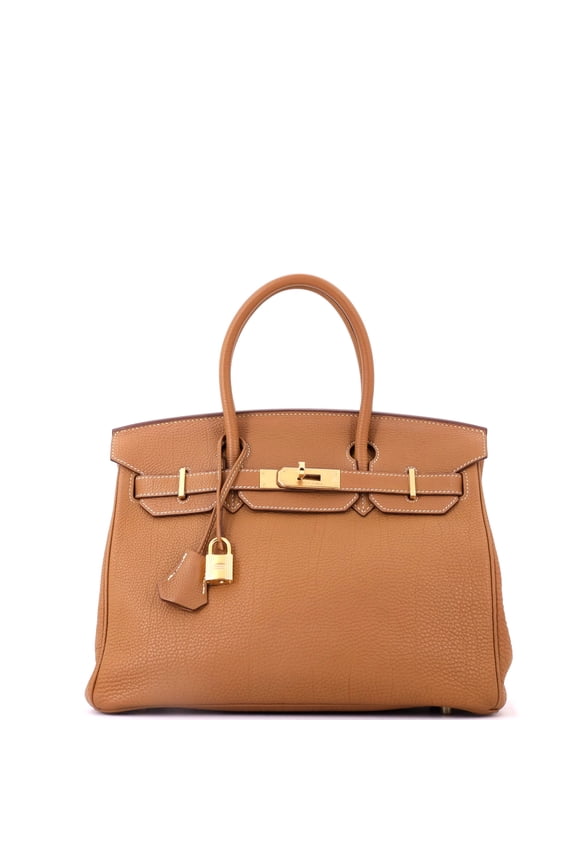Pre-Owned Birkin Handbag Gold Togo with Gold Hardware 30 By Rebag