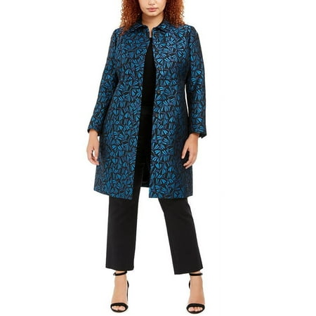 Anne Klein Women's Plus Jacquard Peter Pan Collar Topper Blue Size 20W