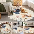 thumbnail image 5 of Blue Yellow Flowers Round Area Rug 3.3Ft Washable Circle Rugs for Dining Room Table, Spring Summer Garden Wildflowers Retro Non-Slip Carpet Floor Mats Indoor Outdoor Carpet Runner Home Decor, 5 of 8